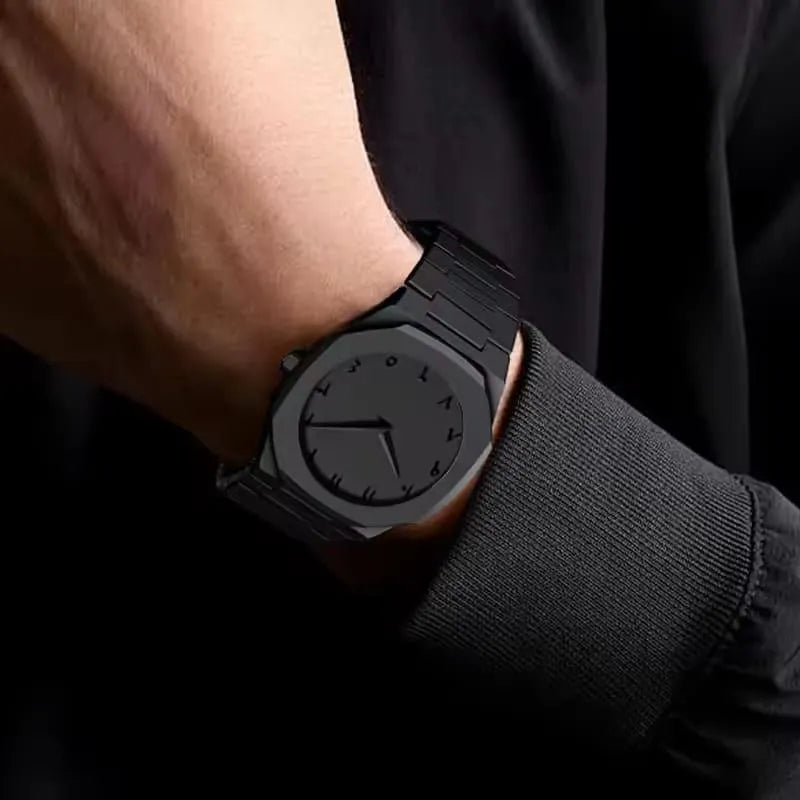 Men's Carbon Fiber Black Arabic Watch